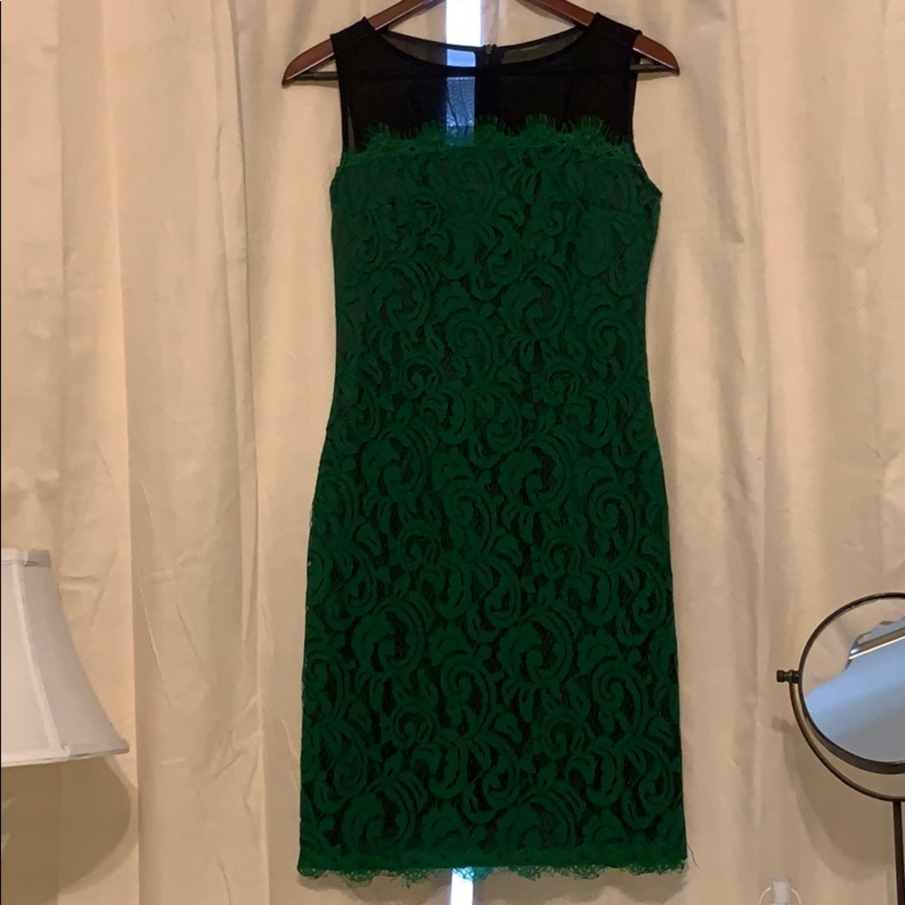 Strapless black with green lace overlay dress